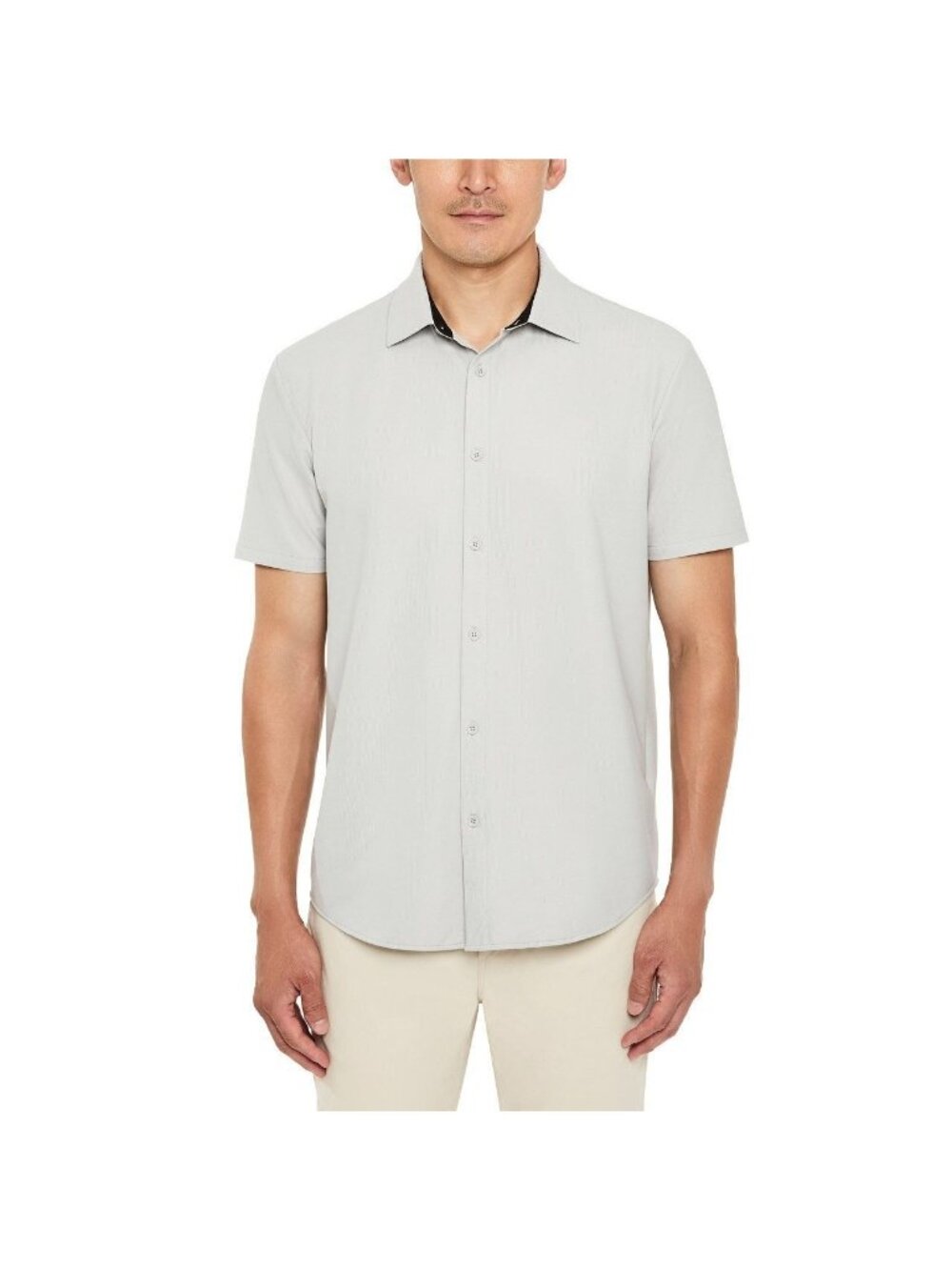 NWOT Kenneth Cole New York Men's XL Light Gray Short Sleeve Button-Up Shirt